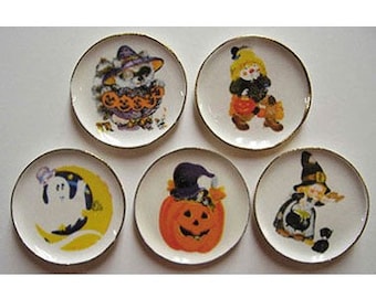 Dollhouse Miniature Halloween Platter Set  of 5 by Barb