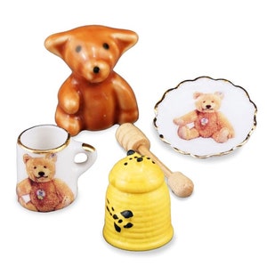 Dollhouse Miniature Honey Bear Breakfast Set by Reutter Porcelain