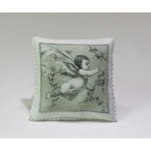 Dollhouse Miniature Pillow   Off White Angel 3