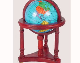 1Pc 1:12 Turnable globe with stand rolling globe dollhouse furniture accessor~// 