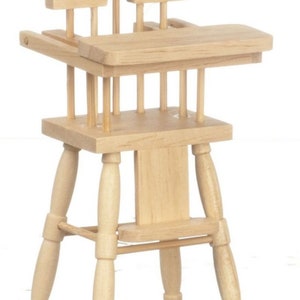 Dollhouse Miniature Infant&#39;s High Chair in Oak by Classics of Handley House