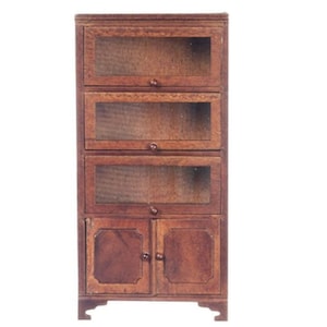 Dollhouse Miniature Lawyers Bookcase w/3 Glass Doors in Walnut