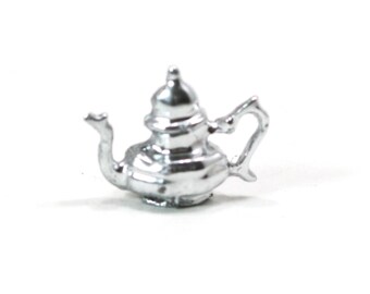 Miniature Silver Ornate Metal Tea Pot