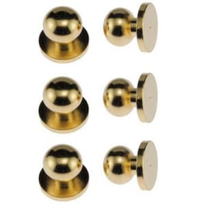 Dollhouse Miniature Set of 6 Round Brass Look Door Knobs