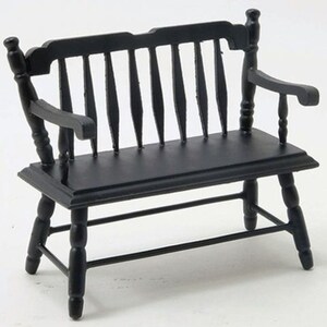 Dollhouse Miniature Deacons Bench in Black by Handley House