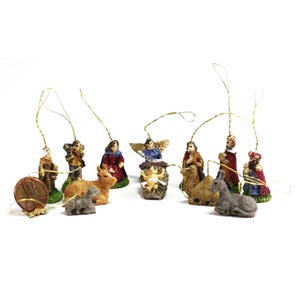 Dollhouse Miniature 12 Piece Christmas Holiday Nativity Set Ornaments