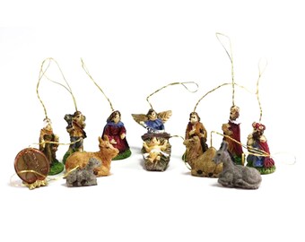 Dollhouse Miniature 12 Piece Christmas Holiday Nativity Set Ornaments