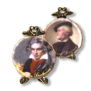 Dollhouse Miniature Beethoven and Wagner Plate Set by Reutter Porcelain