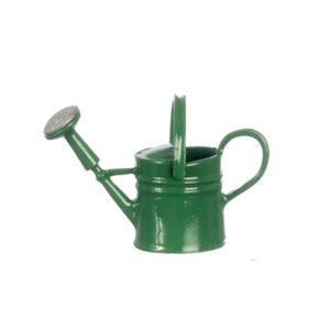 Dollhouse Miniature Vintage Look Green Watering Can by Miniatures World