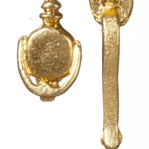 Dollhouse Miniature Brass Knocker and Door Knob or Door Handle