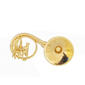 Dollhouse Miniature Brass French Horn with Case