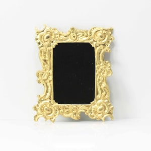 Dollhouse Miniature Ornate Framed Mirror in Gold Metal