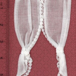 Dollhouse Miniature White Demi Curtains with Tie Backs by Barbara O&#39;Brien