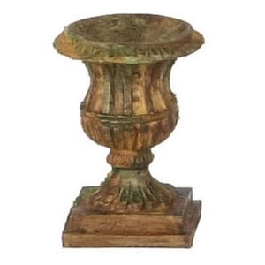 Dollhouse Miniature Large Tan Urn with Moss by Falcon Miniatures