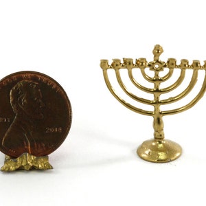 Dollhouse Miniature Small Gold Jewish Menorah. Perfect for Chanukah!