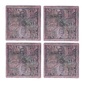 Dollhouse Miniature Set of 4 Floor Tiles in Amaryllis Design by Falcon Miniatures