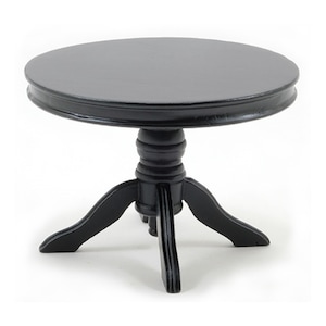 Dollhouse Miniature Round Pedestal Table in Black by Classics of Handley House