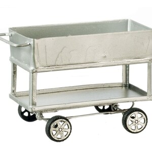 Dollhouse Miniature Silver Utility Cart by Town Square Miniatures