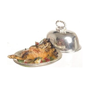 Dollhouse Miniature Leg of Lamb on Serving Tray by Falcon Miniatures