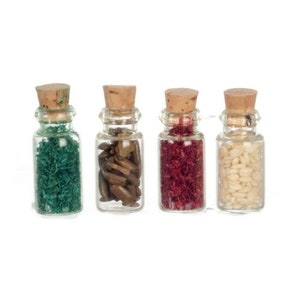 Dollhouse Miniature Set of 4 Grain Bottles by Miniatures World
