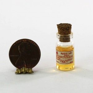 Dollhouse Miniature Vintage style Glass Bottle of Yellow Faux Muriatic Acid Poison