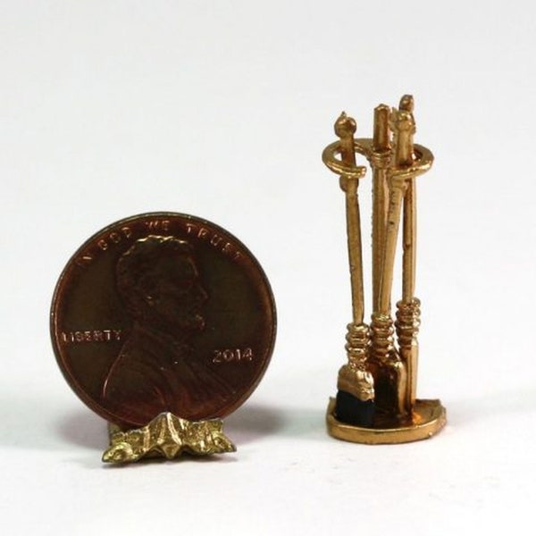 Dollhouse Miniature 1:24 Scale Gold Fireplace Set by Island Crafts & Miniatures