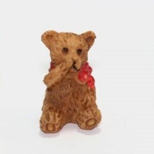 Dollhouse Miniature Resin 1:24 Scale Teddy Bear with a Red Ribbon