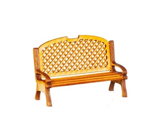 Miniature Lattice Wood Bench 1:24 Scale