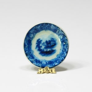 Dollhouse Miniature Artisan Plate in Blue and White