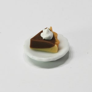 Dollhouse Miniature Artisan Slice of Chocolate Pie on a Ceramic Plate