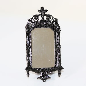 Dollhouse Miniature 1:12 Scale Artisan Black Victorian Halloween Mirror