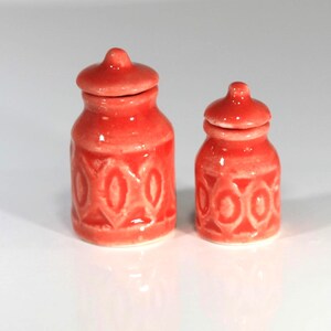 Dollhouse Miniature - Orange Embossed Kitchen Canister Set