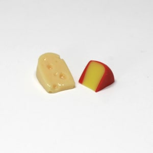 Dollhouse Miniature Artisan Food - Wedge of Gouda and Swiss Cheese