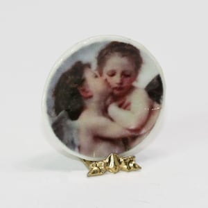 Dollhouse Miniature Artisan Plate Kissing Cherubs or Angels