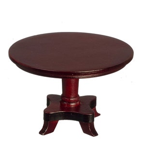 Dollhouse Miniature Round Wood Mahogany Coffee Table by Town Square Miniatures