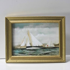 Dollhouse Miniature Art - Gold Framed Print of a Famous Sailing Seascape