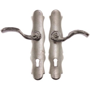 Dollhouse Miniature French Satin Nickel Lever Style Door Handles or Knobs by Classics of Handley House