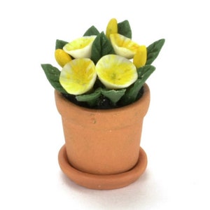 Dollhouse Miniature Yellow Petunias in Pot by Falcon Miniatures