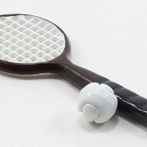 Dollhouse Miniature Tennis Racket and Tennis Ball by Handley House