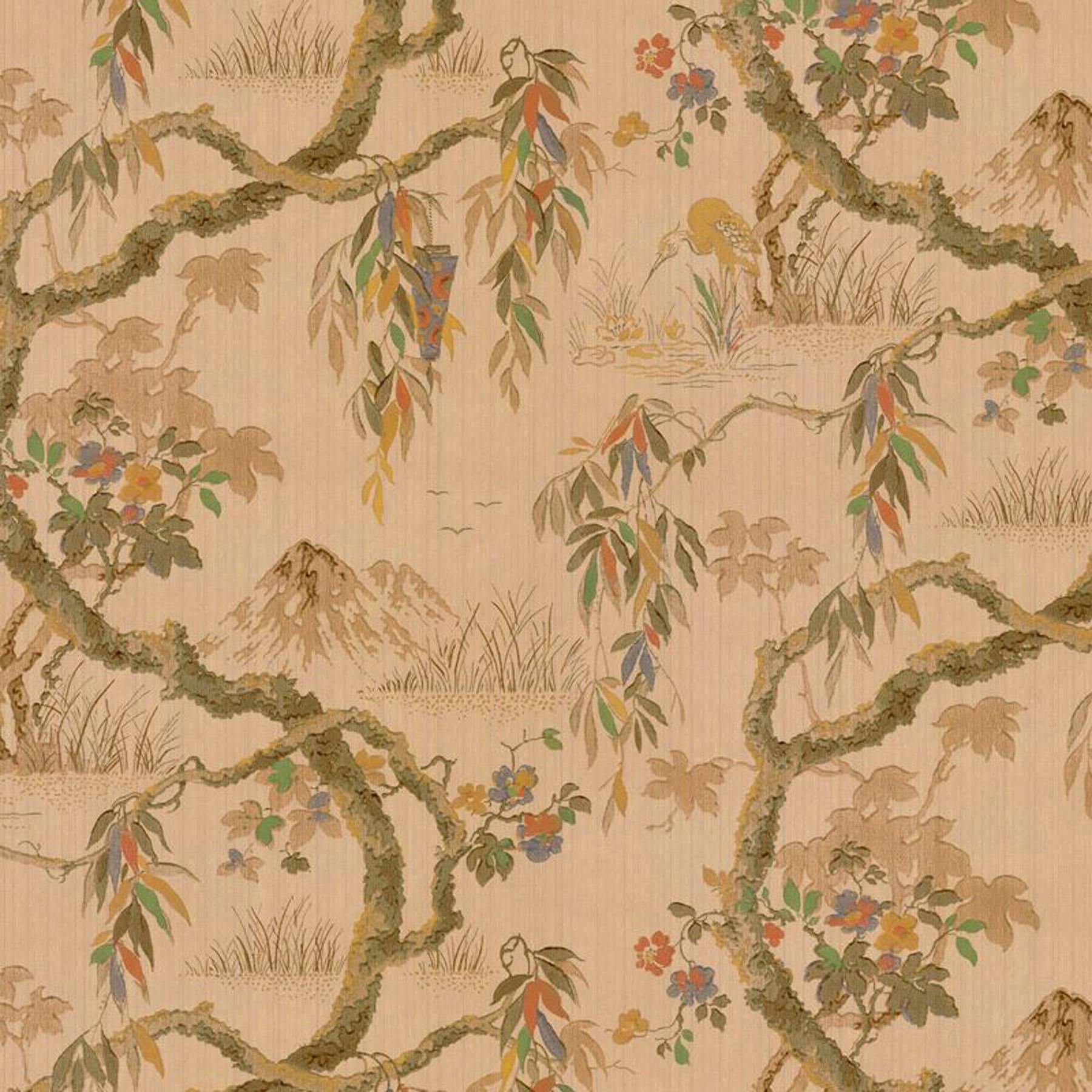 Dollhouse Wallpaper Vintage Oriental Wisteria Wallpaper By Etsy