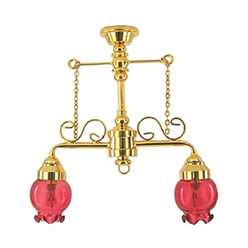 Lampes suspendues miniatures rouges de l'époque victorienne