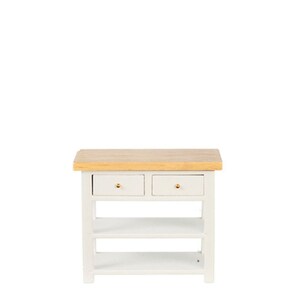 Dollhouse Miniature White Oak Kitchen Table with Drawers