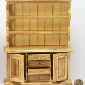 Dollhouse Miniature English/ Welsh  Cupboard with Working Drawers & Doors in Oak