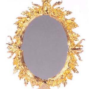 Dollhouse Miniature Ornate Oval Gold Plated Mirror
