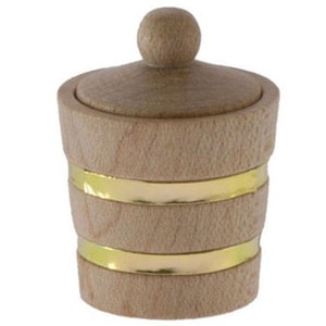 Dollhouse Miniature Wood Bucket with Lid by International Miniatures