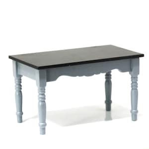 Dollhouse Miniature Kitchen Table in Black and Grey with Turned Legs by Town Square Miniatures