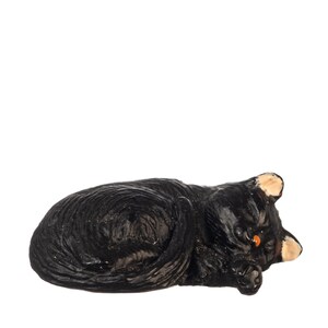 Dollhouse Miniature Artisan Black Cat Laying Right by Town Square Miniatures