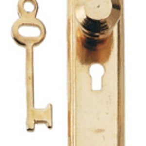 Dollhouse Miniature Brass Door Knob, Key Plate and Key