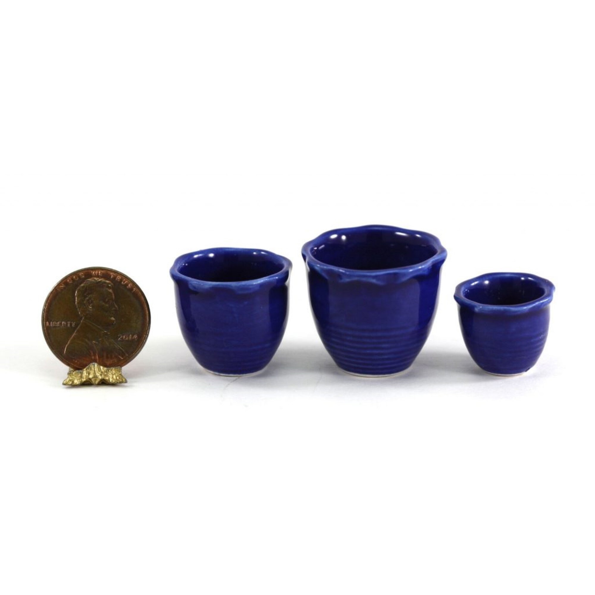Dollhouse Miniature Blue Vase Pot Set of 3 B5118 