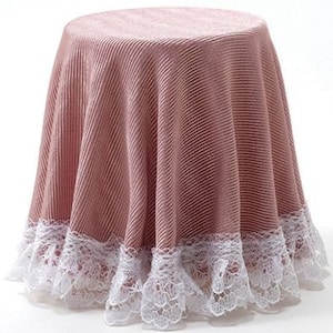 Dollhouse Miniature Dusty Rose Burgundy Skirted Table w/Lace Trim